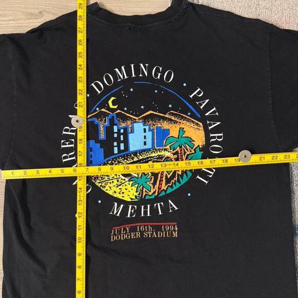Vintage 1994 Three Tenors Dodger Stadium Encore T-Shirt - XL Black Concert Tee - Picture 8 of 8